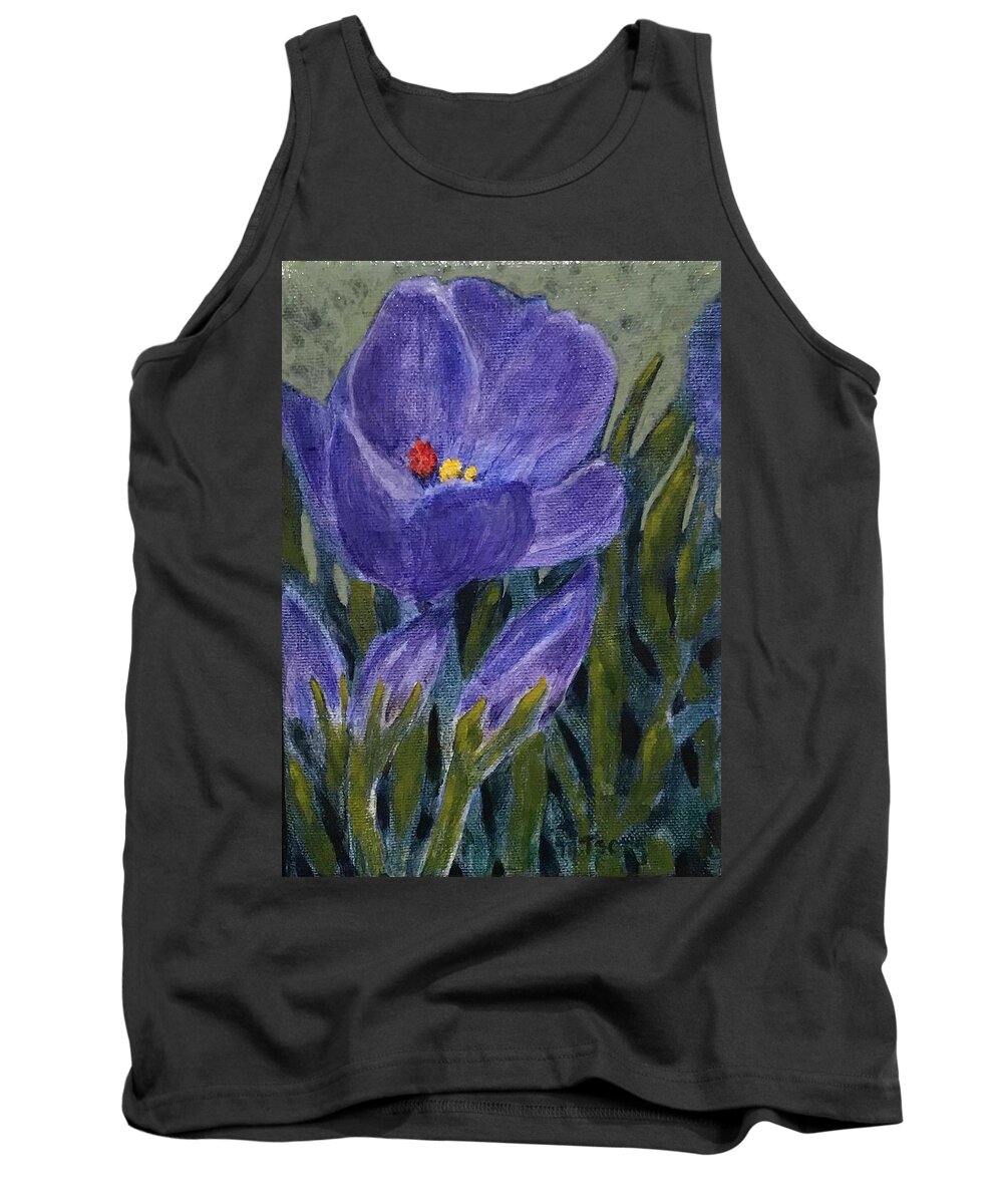 Crocus Tank Top featuring the painting Crocus #1 by Milly Tseng
