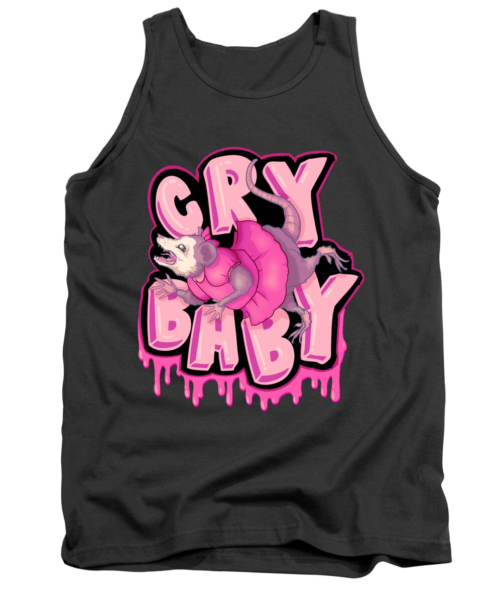 Opossum Tank Top featuring the drawing Cry Baby by Ludwig Van Bacon