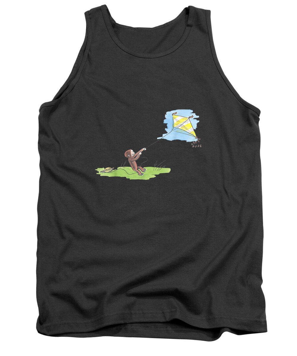 Curious George Flies Kite On Aunny Day Tank Top featuring the digital art Curious George Flies Kite On Aunny Day by Fryder Dannah