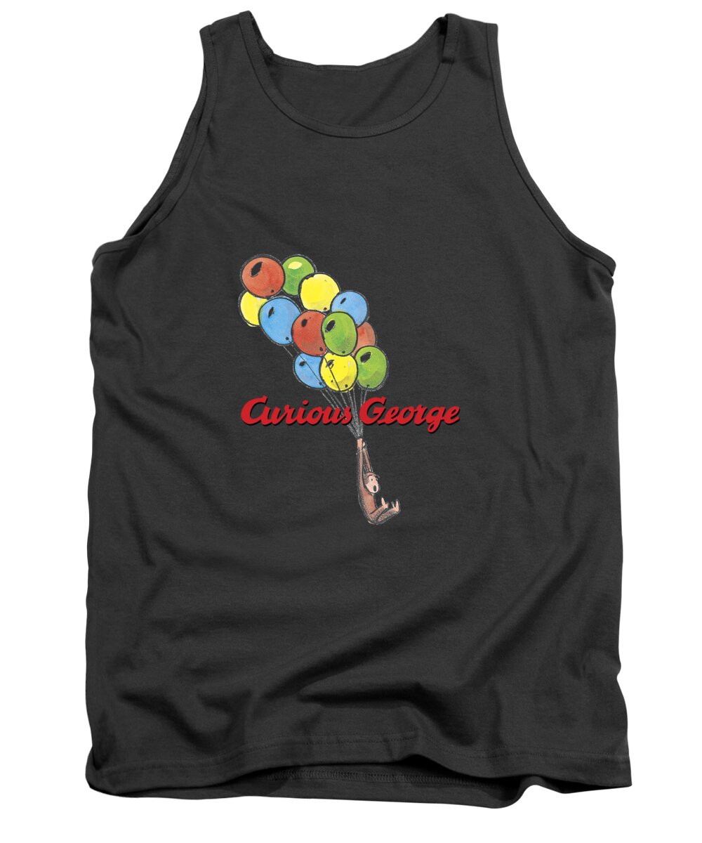 Curious George Gets Carried Away Portrait Tank Top featuring the digital art Curious George Gets Carried Away Portrait by Halden Ayza