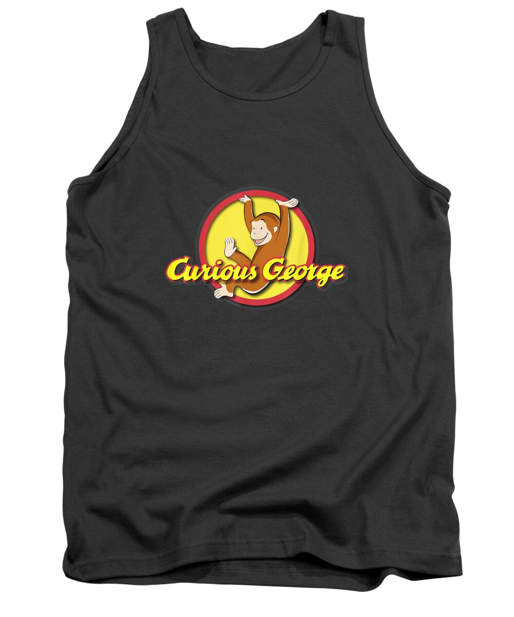Curious Tank Top featuring the digital art Curious George Playfullywinging Circle Logo Graphic by Black