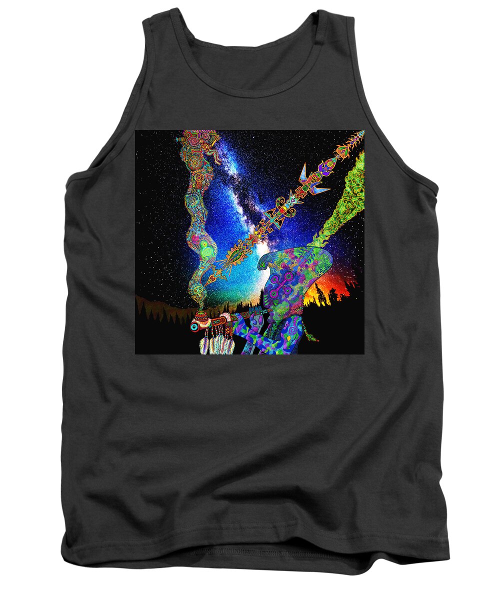 Visionary Tank Top featuring the mixed media Cygnus Pipe by Myztico Campo
