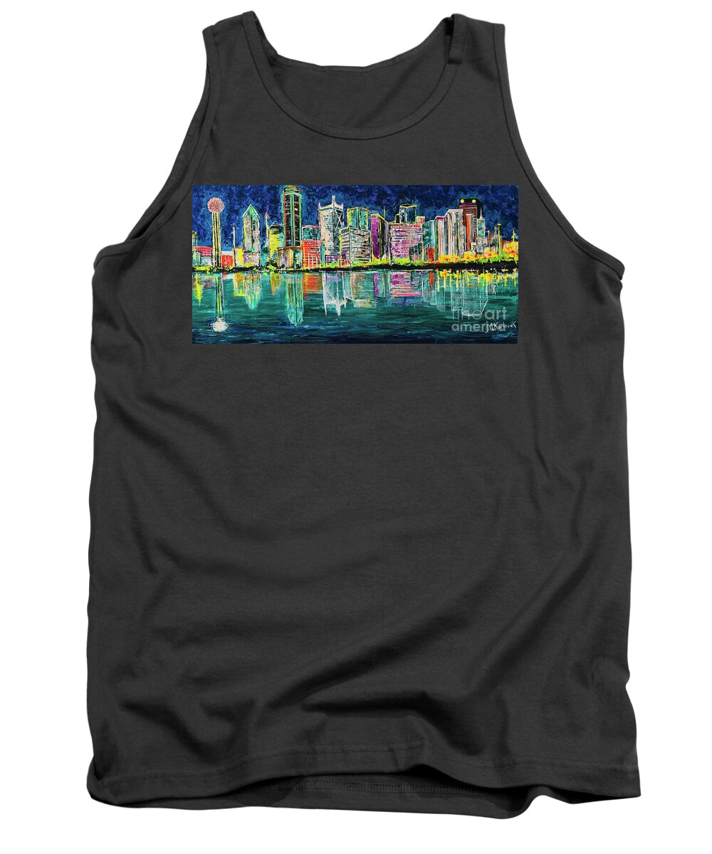 Dallas Tank Top featuring the painting Dallas Skyline by Maria Karlosak