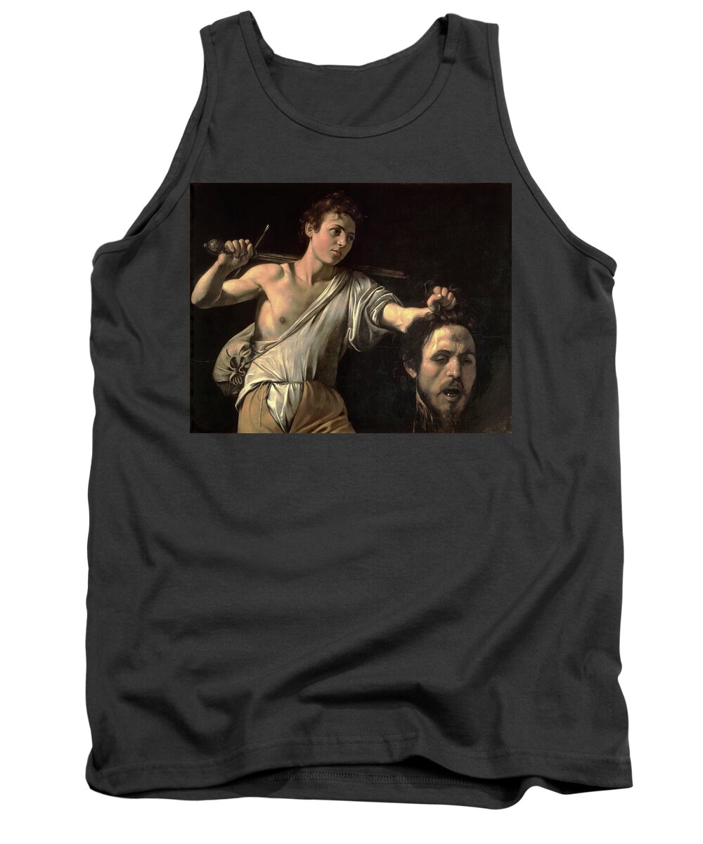 Michelangelo Caravaggio Tank Top featuring the painting David With The Head Of Goliath by Troy Caperton