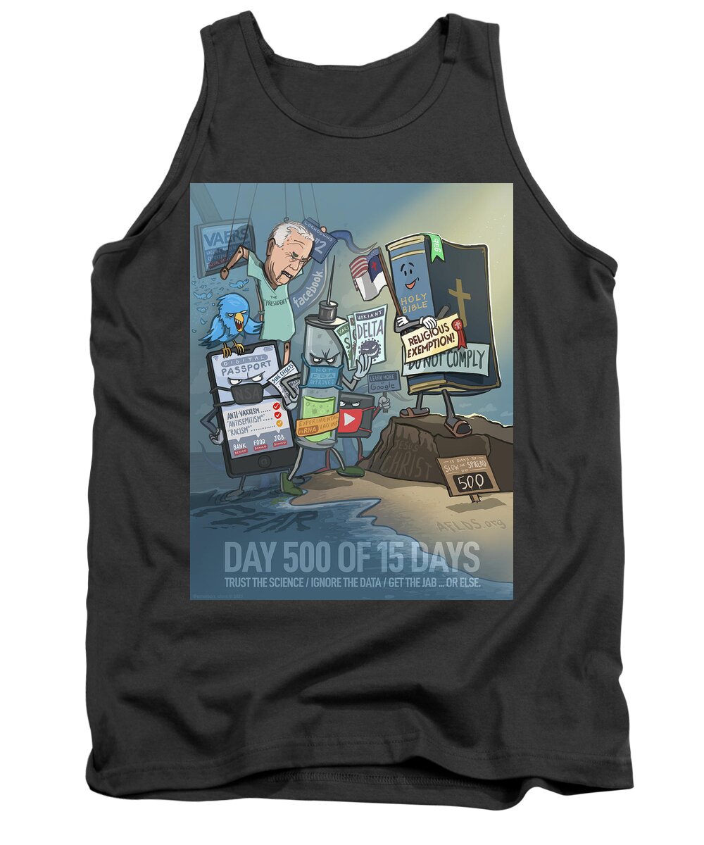 Covid-19 Tank Top featuring the digital art Day 500 of 15 Days by Emerson Design