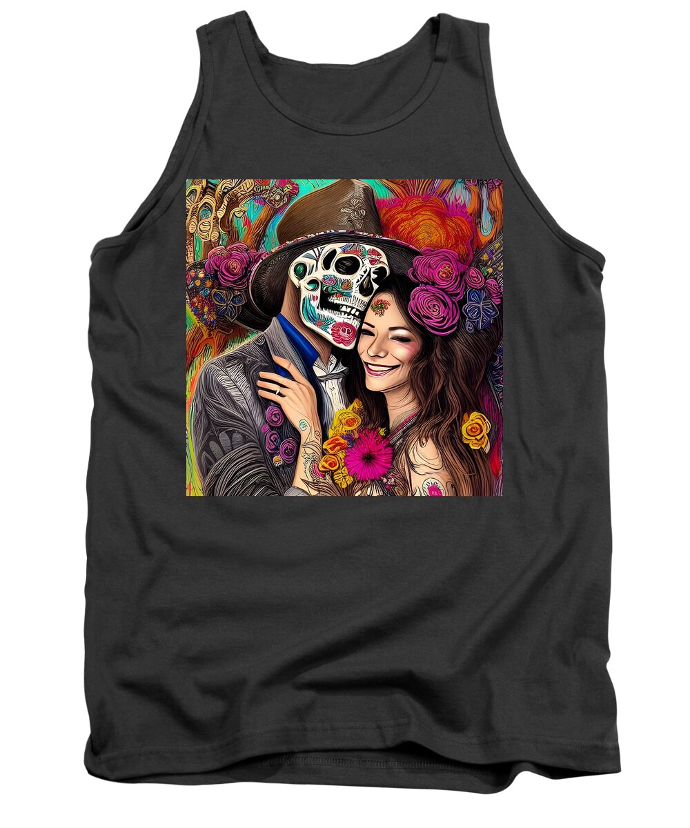 Digital Tank Top featuring the digital art Day of the Dead Reunion II by Beverly Read