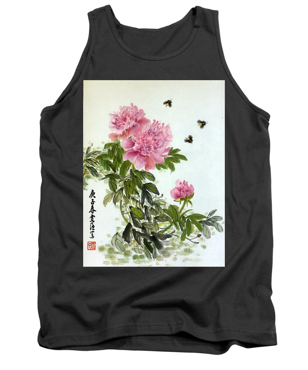 Flower Tank Top featuring the painting Depend On Each Other by Carmen Lam
