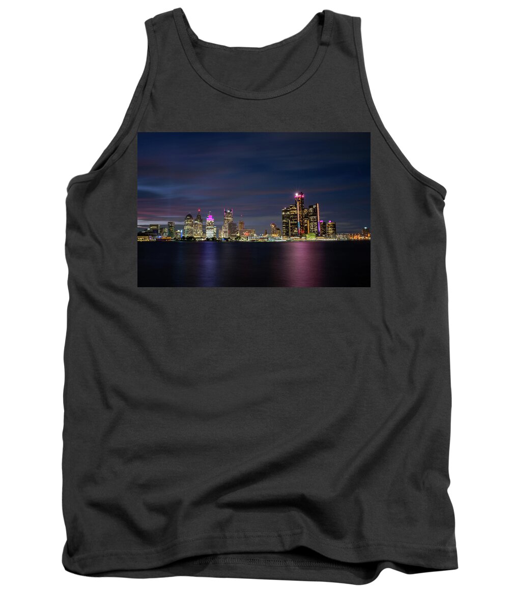 Landmarks Tank Top featuring the photograph Detroit at Night by Brad Whitford
