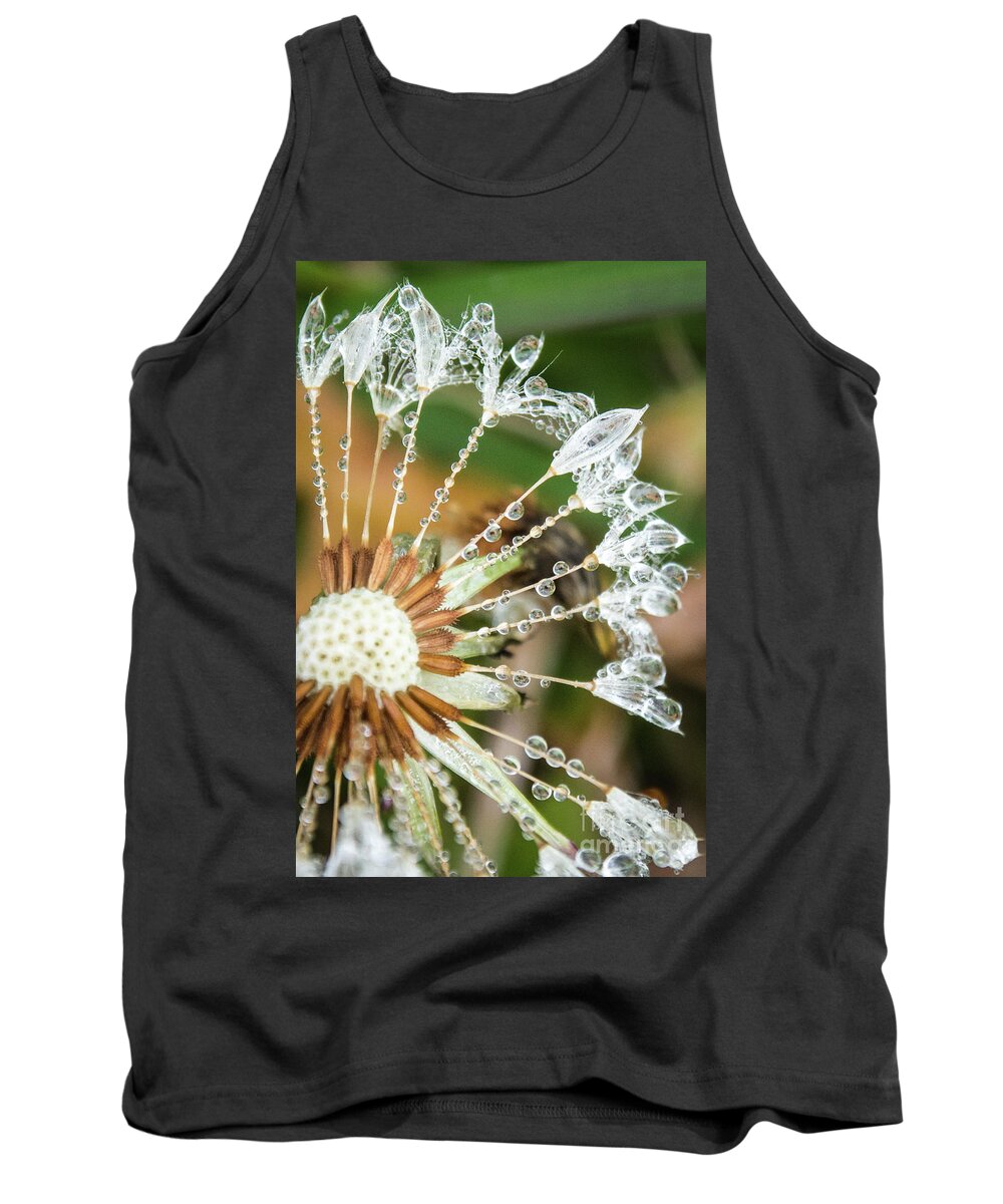 Closeup Tank Top featuring the photograph Dewy Diamond Dandelion 1 of 12 by Cheryl McClure