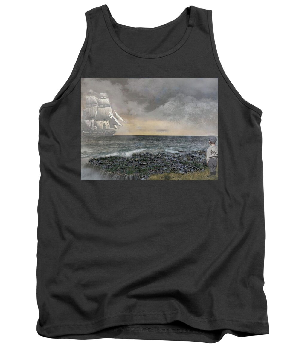 Edit This Tank Top featuring the mixed media Dreaming of Sailing the High Seas by Teresa Trotter