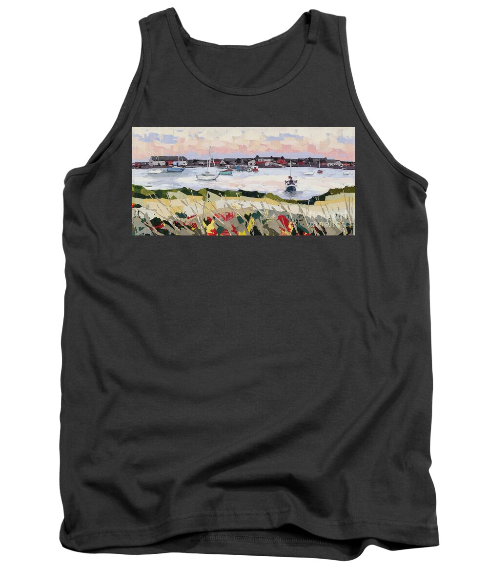 Impasto Tank Top featuring the painting Dusk at Findhorn Marina, 2015 by PJ Kirk