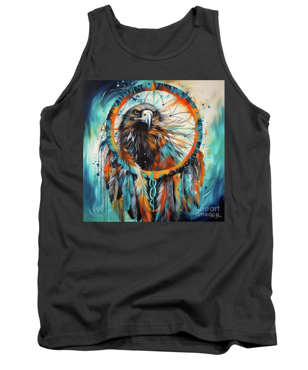 Dream Catcher Tank Top featuring the painting Eagle Dreamcatcher by Tina LeCour