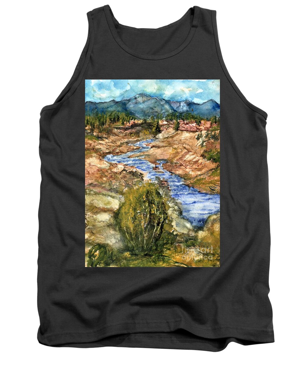California Tank Top featuring the painting Eaton Canyon High Desert Creek by Randy Sprout