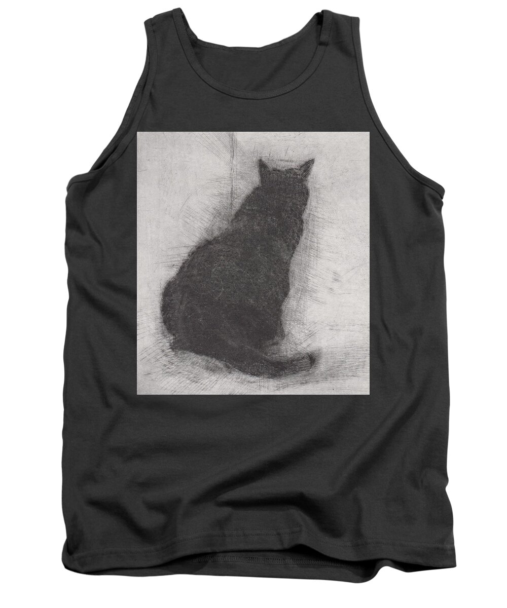 Cat Tank Top featuring the drawing Ellen Peabody Endicott - etching - cropped version by David Ladmore