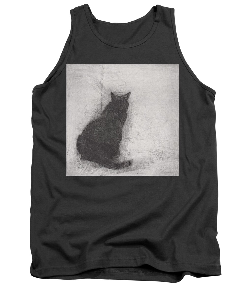 Cat Tank Top featuring the drawing Ellen Peabody Endicott - etching by David Ladmore