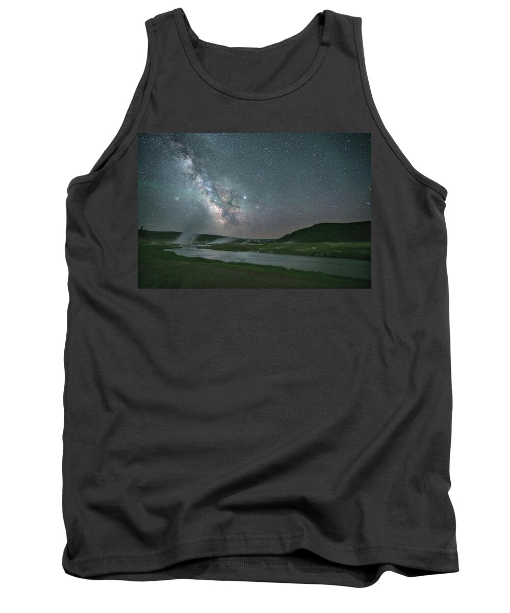 Firehole River Tank Top featuring the photograph Epic Milky Way in Yellowstone by Darrell DeRosia