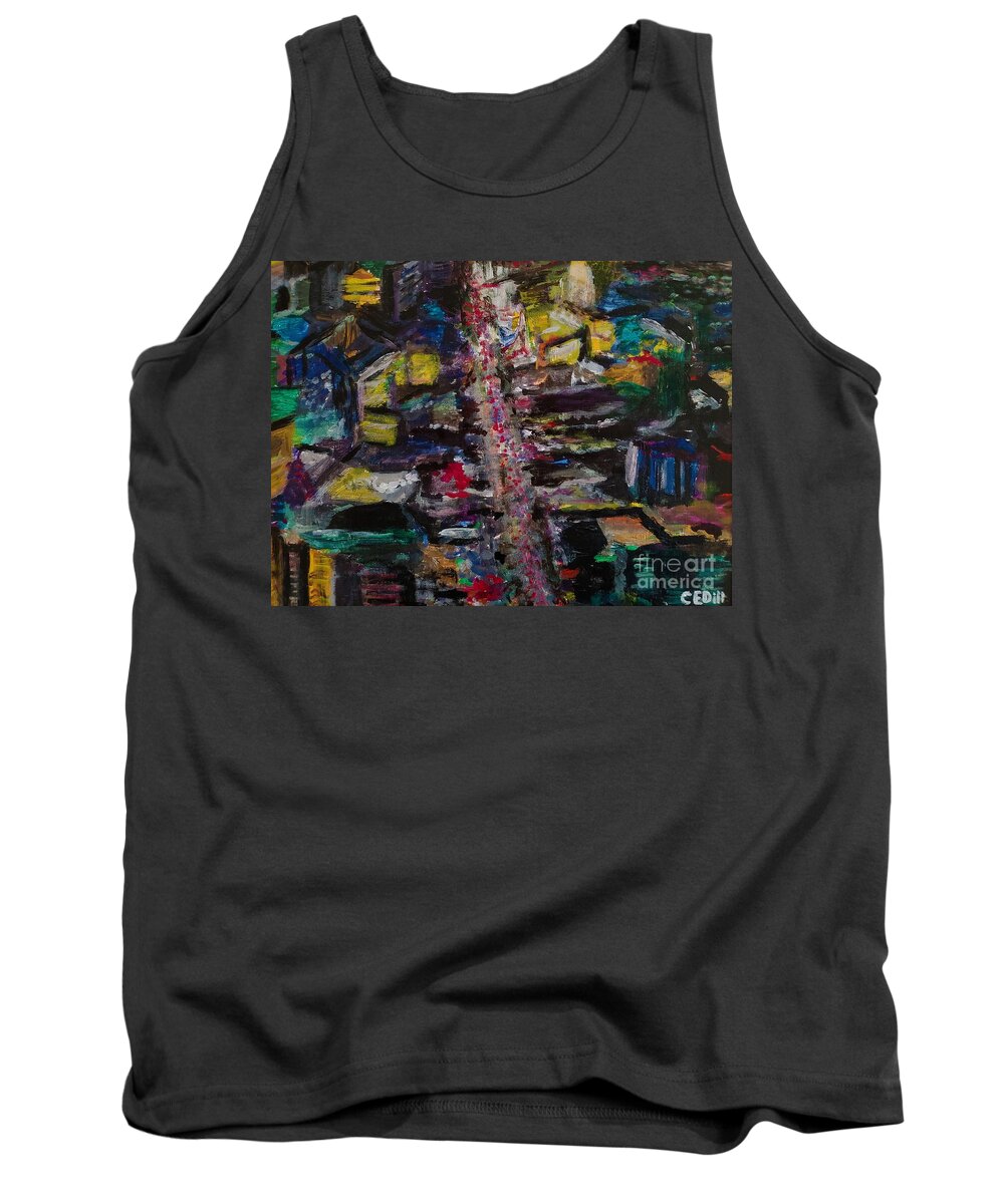 Las Vegas Tank Top featuring the painting Eye From the Sky, Las Vegas Strip by C E Dill