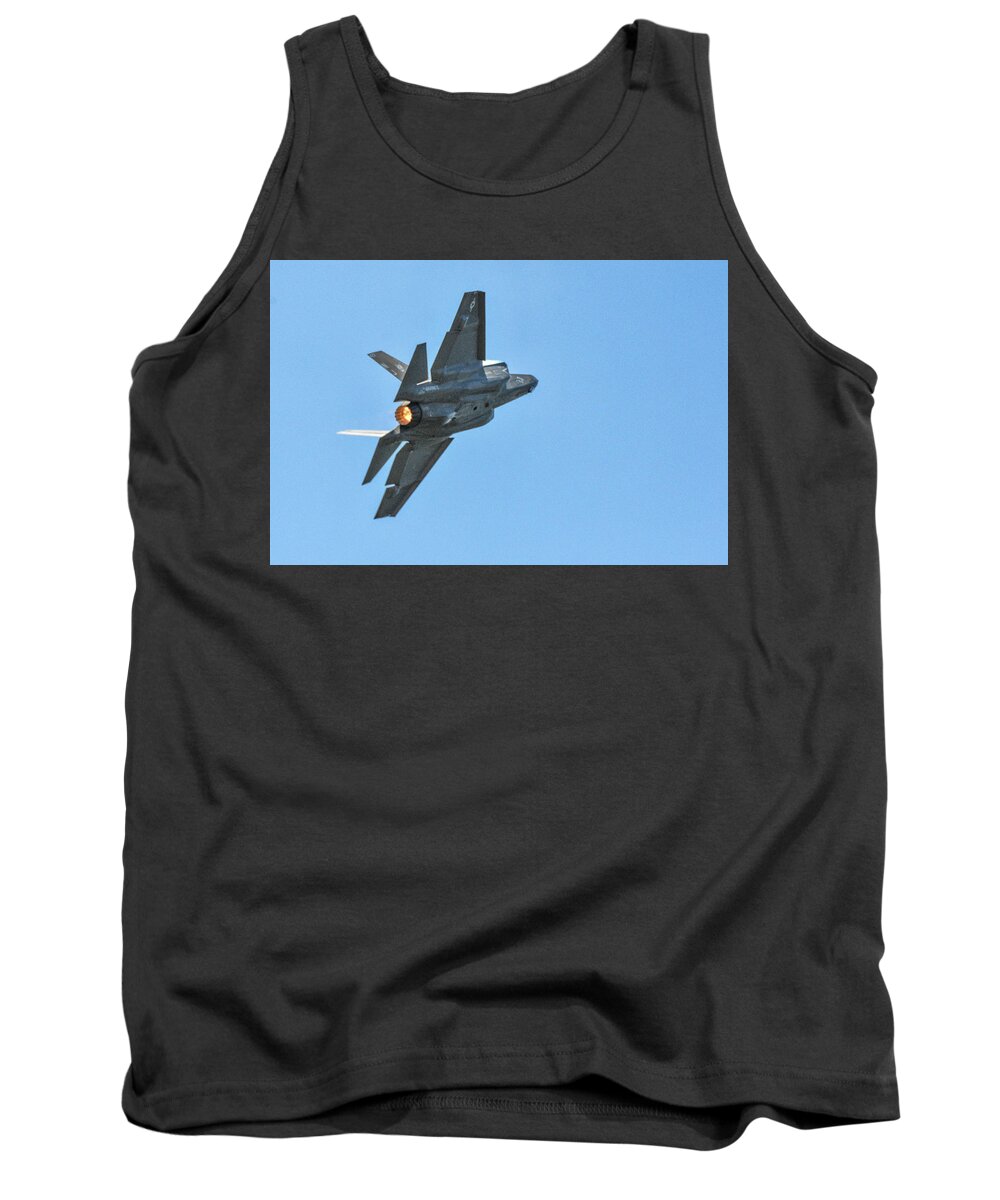 Military Tank Top featuring the photograph F35 Afterburn by Ed Stokes