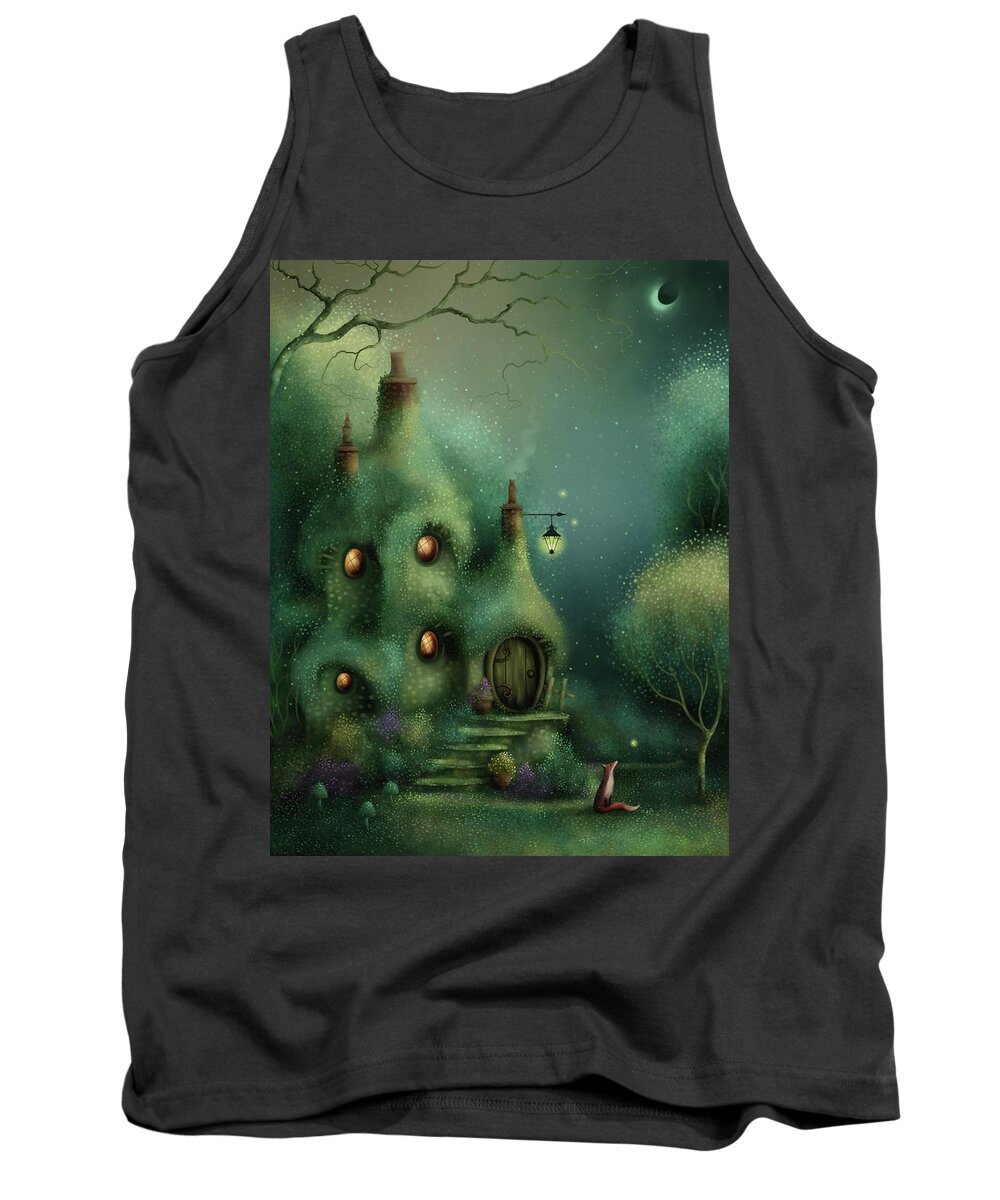 Fairy Cottage Tank Top featuring the painting Fairy Fox Cottage by Joe Gilronan