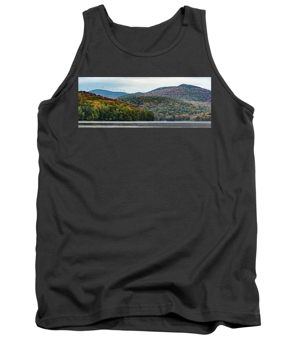 Wilmington Tank Top featuring the photograph Fall Colors and Windmills Pano by Dimitry Papkov