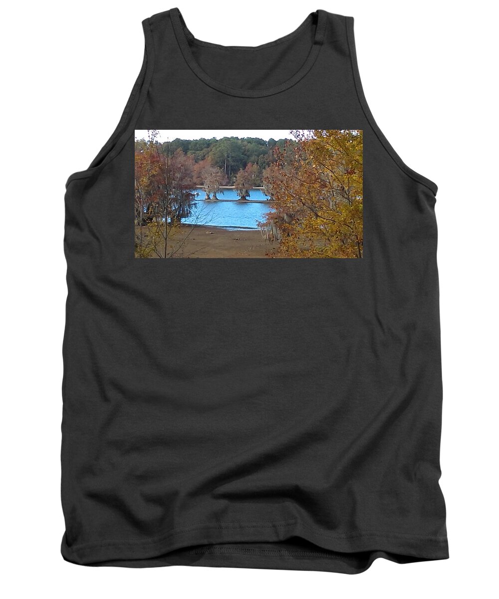 #flint #river #falltime #colorful #cypress #trees #water #serene #thanksgivingfamily #moment #cental #georgia Tank Top featuring the photograph Fall On The Flint River by Belinda Lee