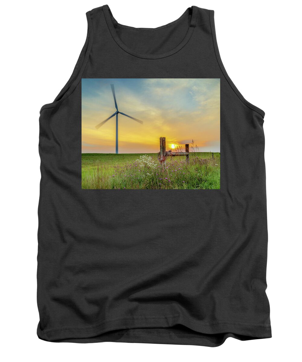 Sunrise Tank Top featuring the photograph Fenner Wind Farm Sunrise by Rod Best