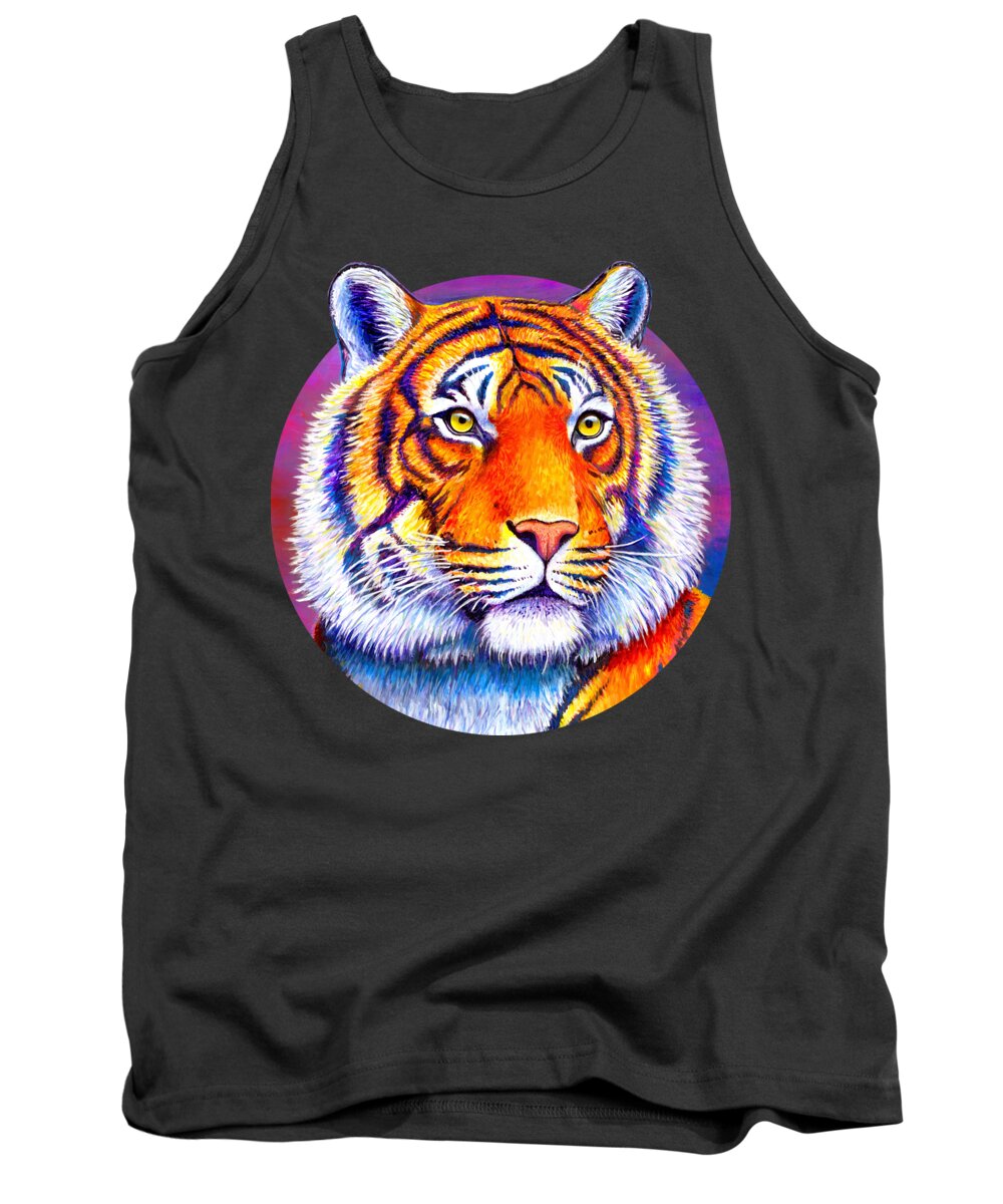 Tiger Tank Top featuring the painting Fiery Beauty - Colorful Bengal Tiger by Rebecca Wang