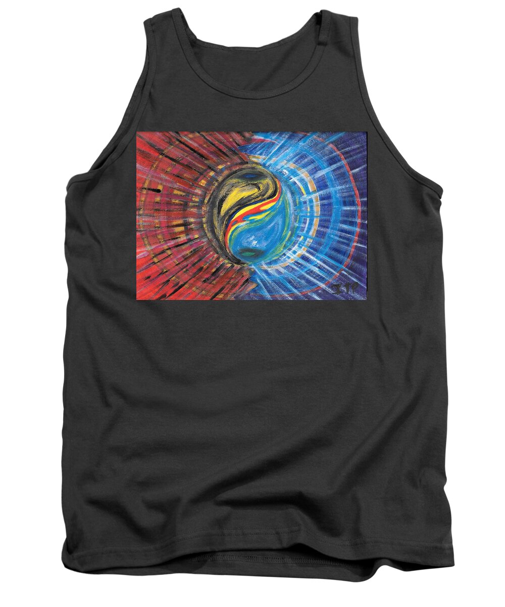 Yin Tank Top featuring the painting Fire with Ice by Esoteric Gardens KN