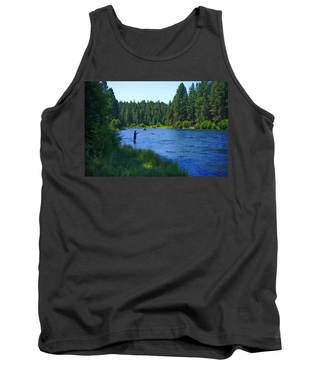 Landscape Tank Top featuring the photograph Fisherman in Oregon by Matthew Bamberg