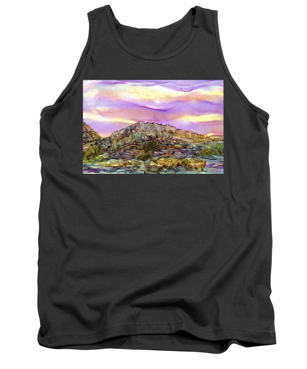 Sunrise Tank Top featuring the painting Flag Raising Time by Angela Marinari