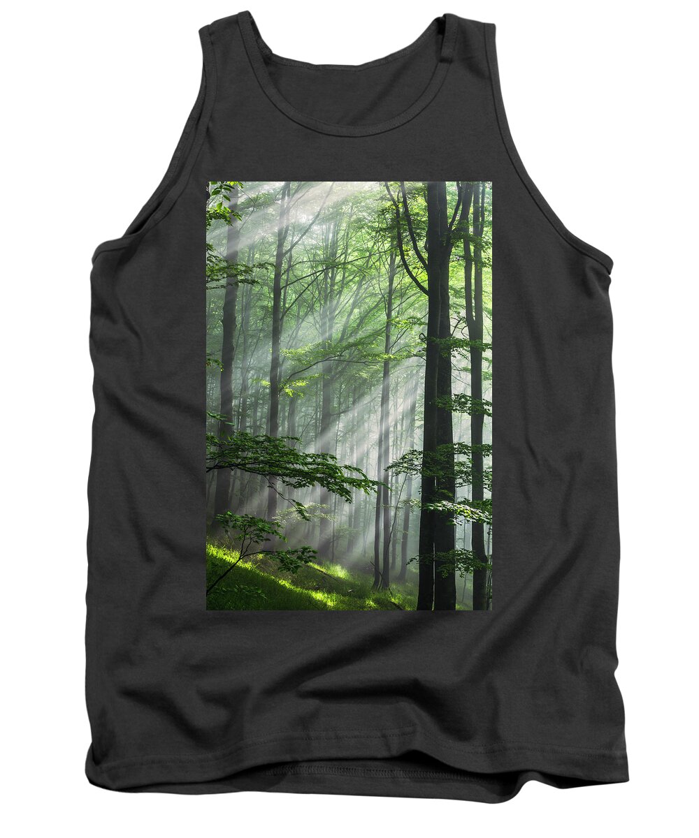 Fog Tank Top featuring the photograph Fleeting Beams by Evgeni Dinev