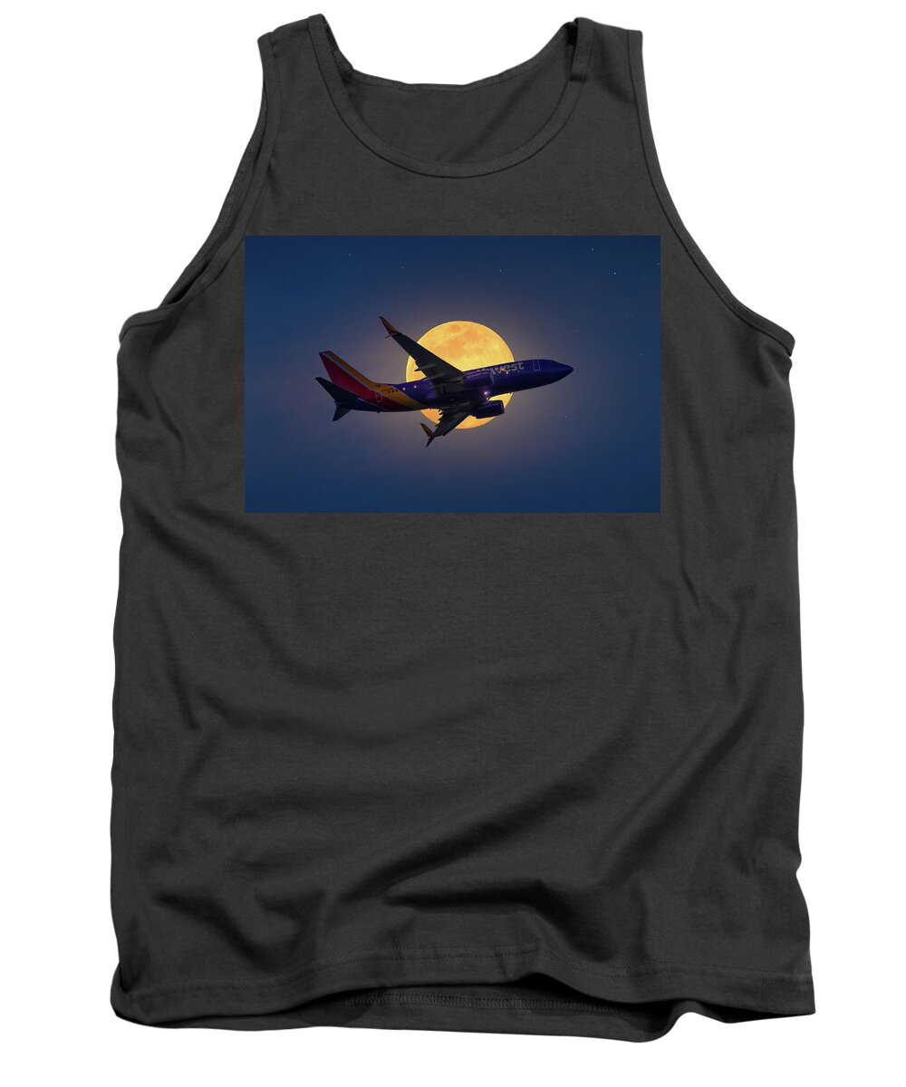 Moon Tank Top featuring the photograph Flight Over the Moon by Mark Andrew Thomas