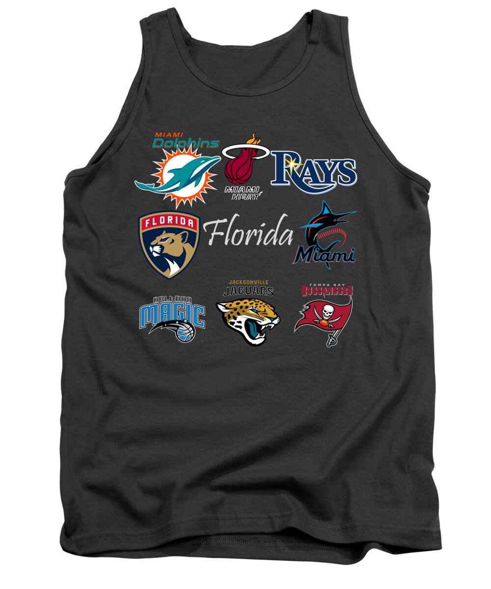 Florida Tank Top featuring the mixed media Florida Professional Sport Teams Collage by Movie Poster Prints