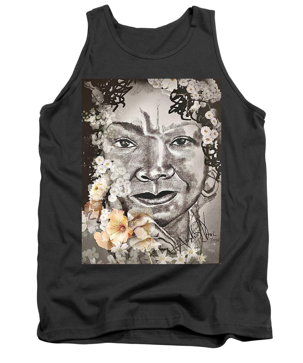  Tank Top featuring the mixed media Flower by Angie ONeal