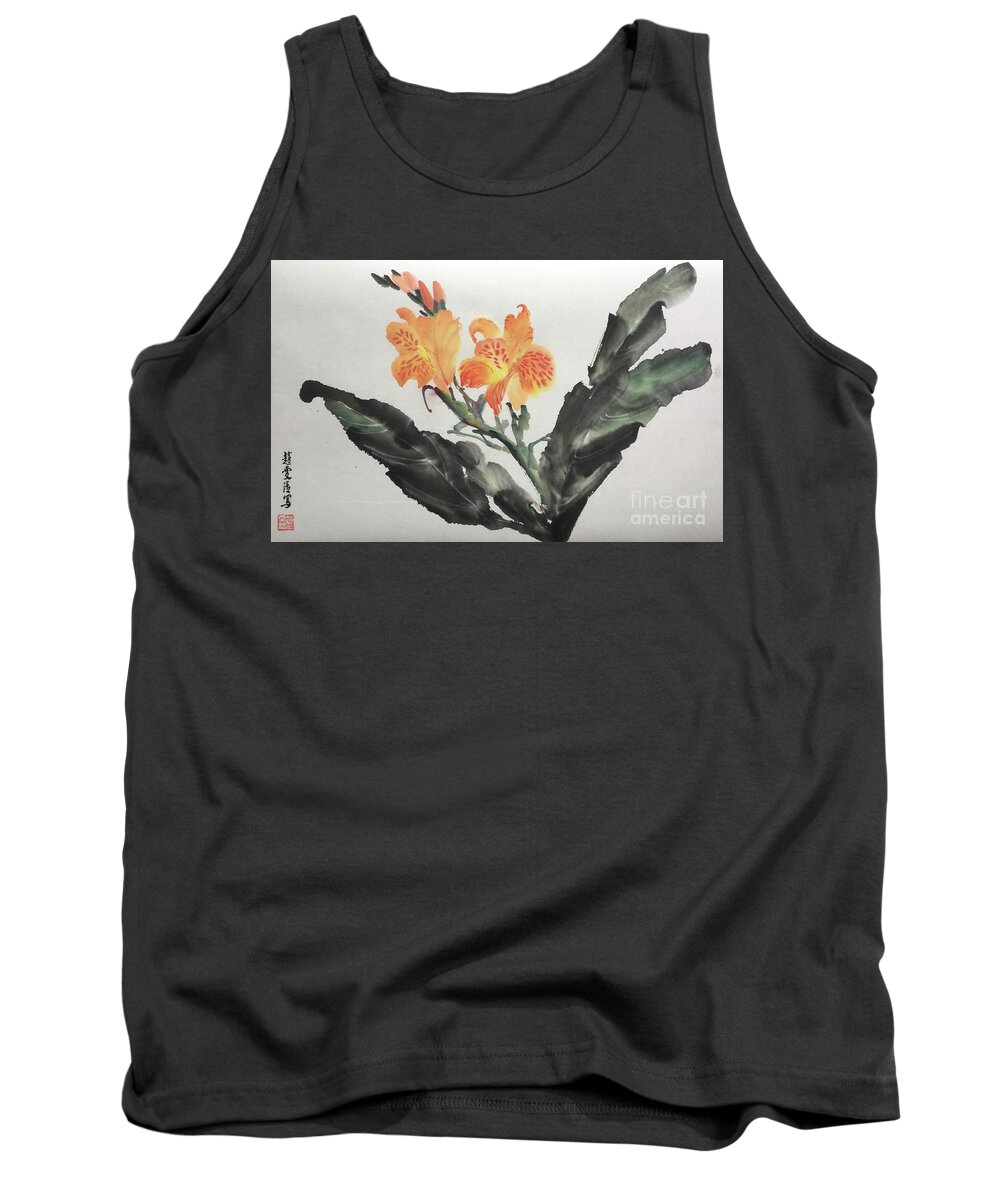 Flower Tank Top featuring the painting Embrace Nature with Open Your Minds by Carmen Lam
