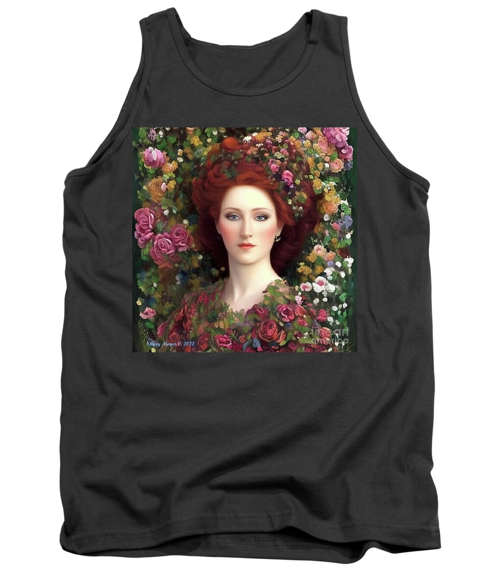 Fantasy Flowers Tank Top featuring the digital art Flower Fantasy Jennie by Stacey Mayer