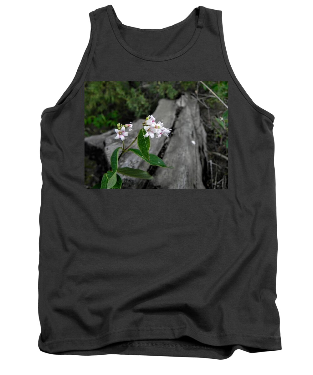 Flower Tank Top featuring the photograph Flowers by a Log by Amanda R Wright