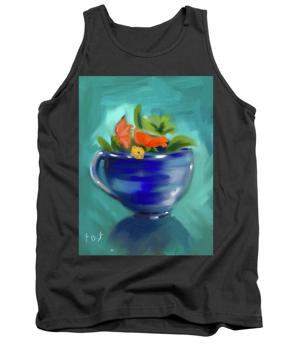Ipad Painting Tank Top featuring the digital art Flowers In A Coffee Cup 2 by Frank Bright