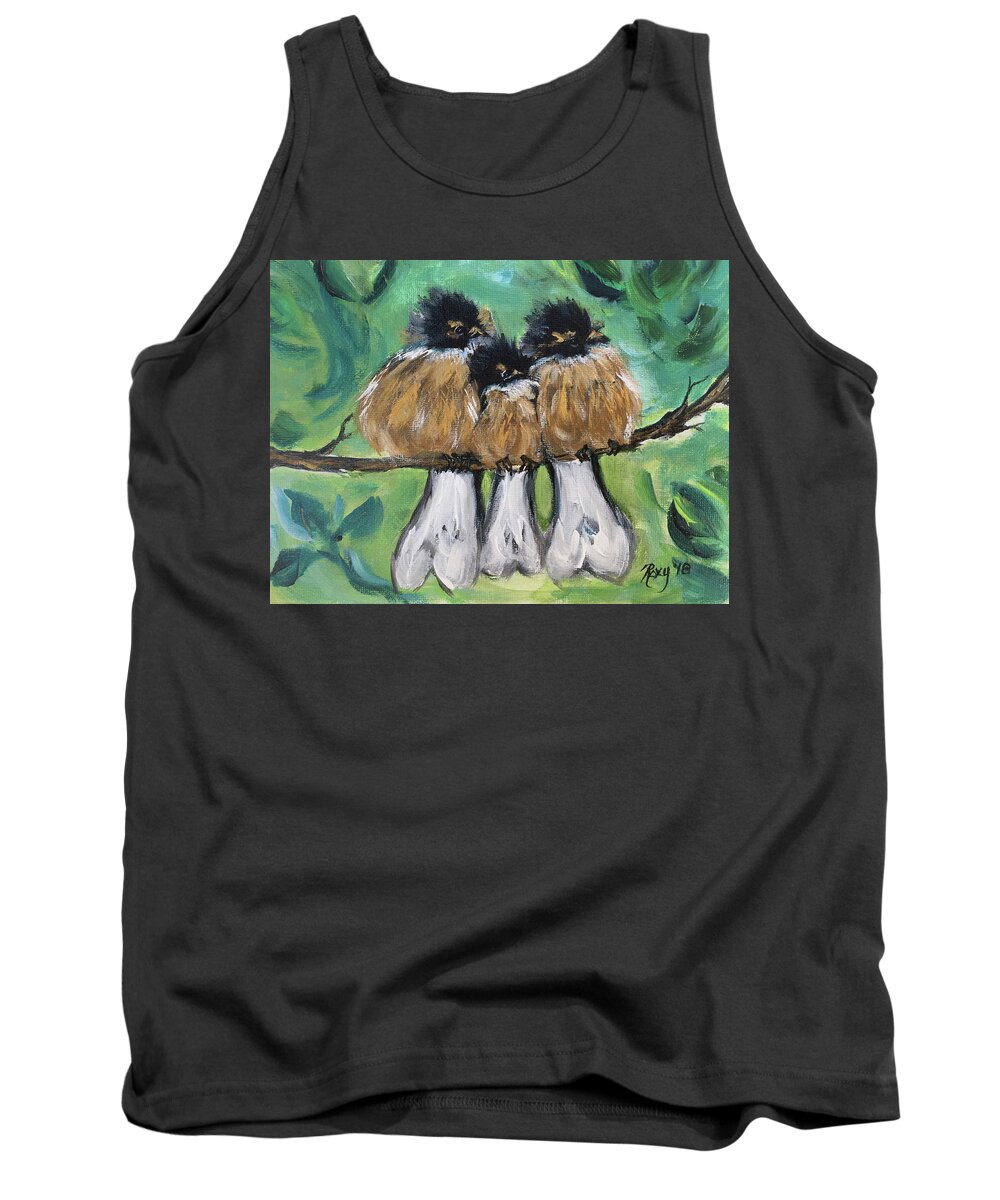 Birds Tank Top featuring the painting Fluffies by Roxy Rich
