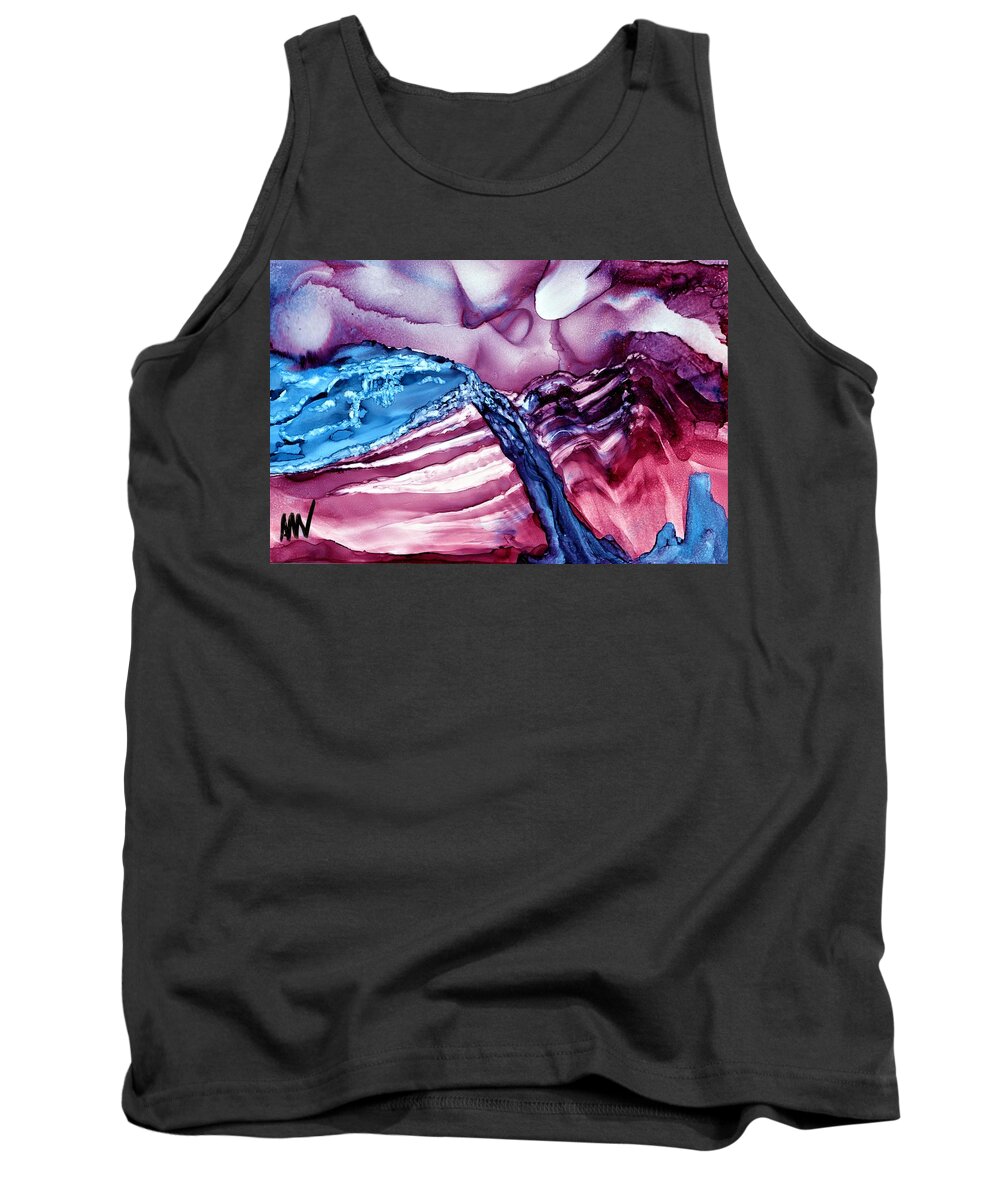 Alcohol Ink Tank Top featuring the painting For Purple Mountain Majesties by Angela Marinari