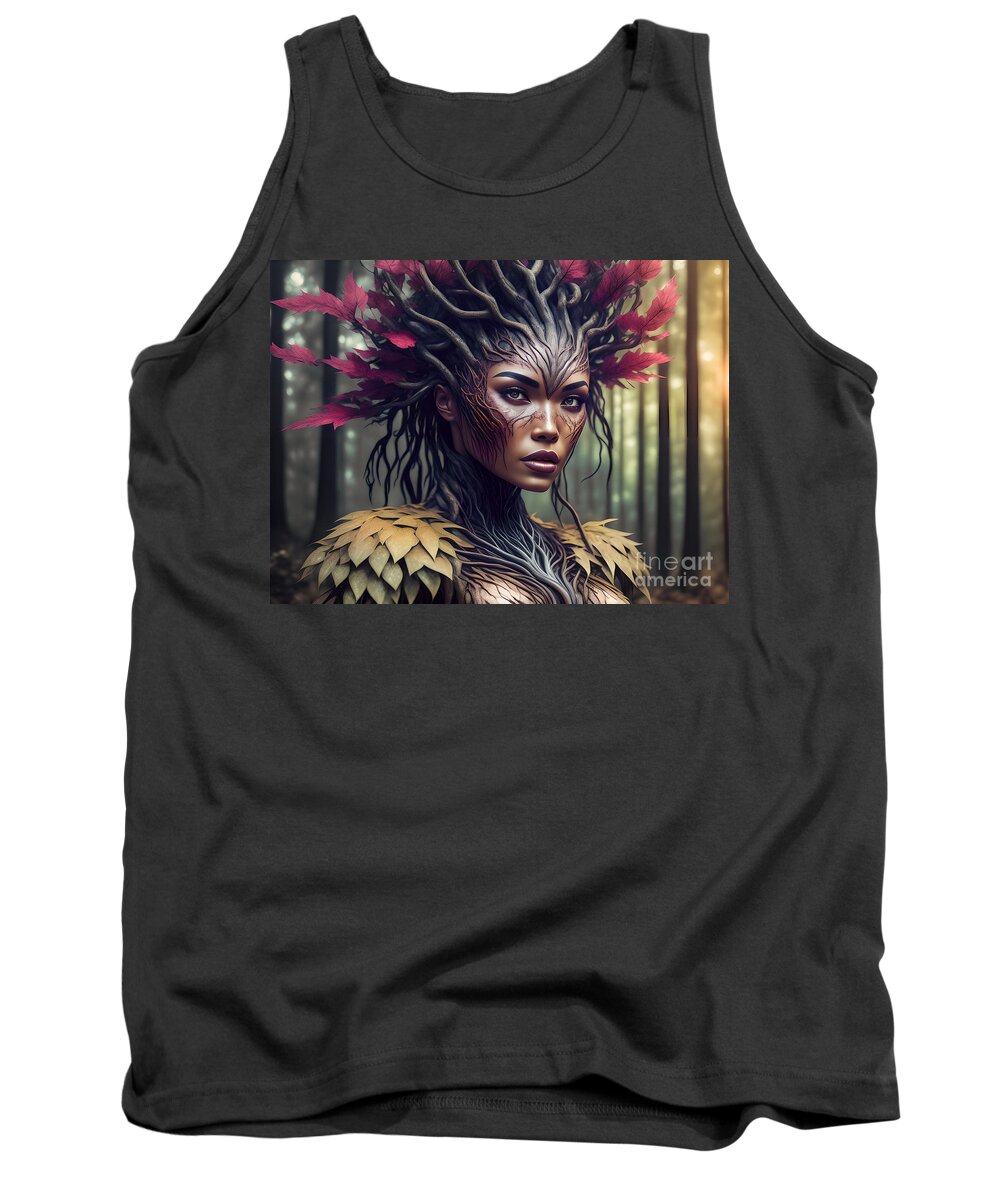 Abstract Tank Top featuring the digital art Forest Guardian - Portrait 12 by Philip Preston