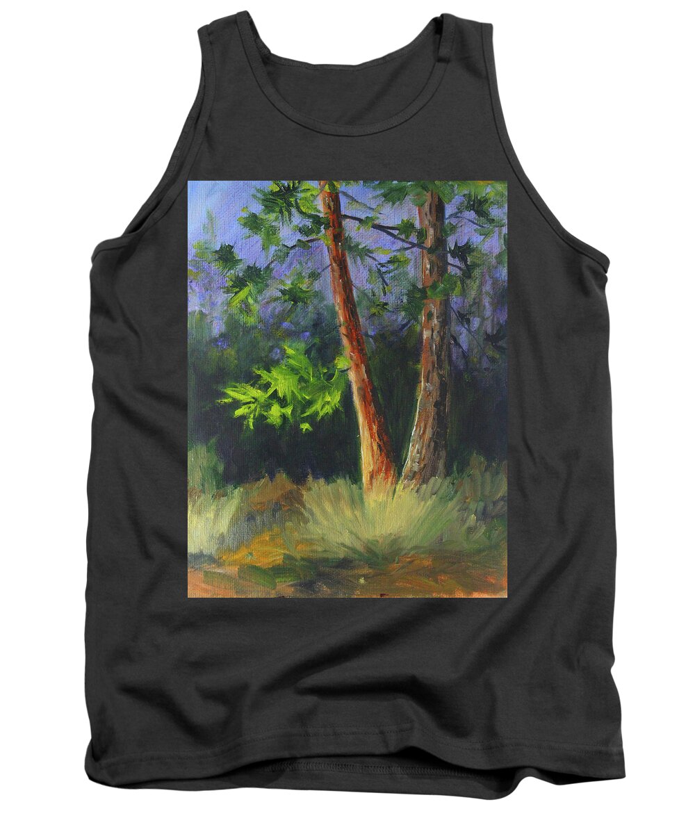 Pine Tree Tank Top featuring the painting Forest Pine by Nancy Merkle