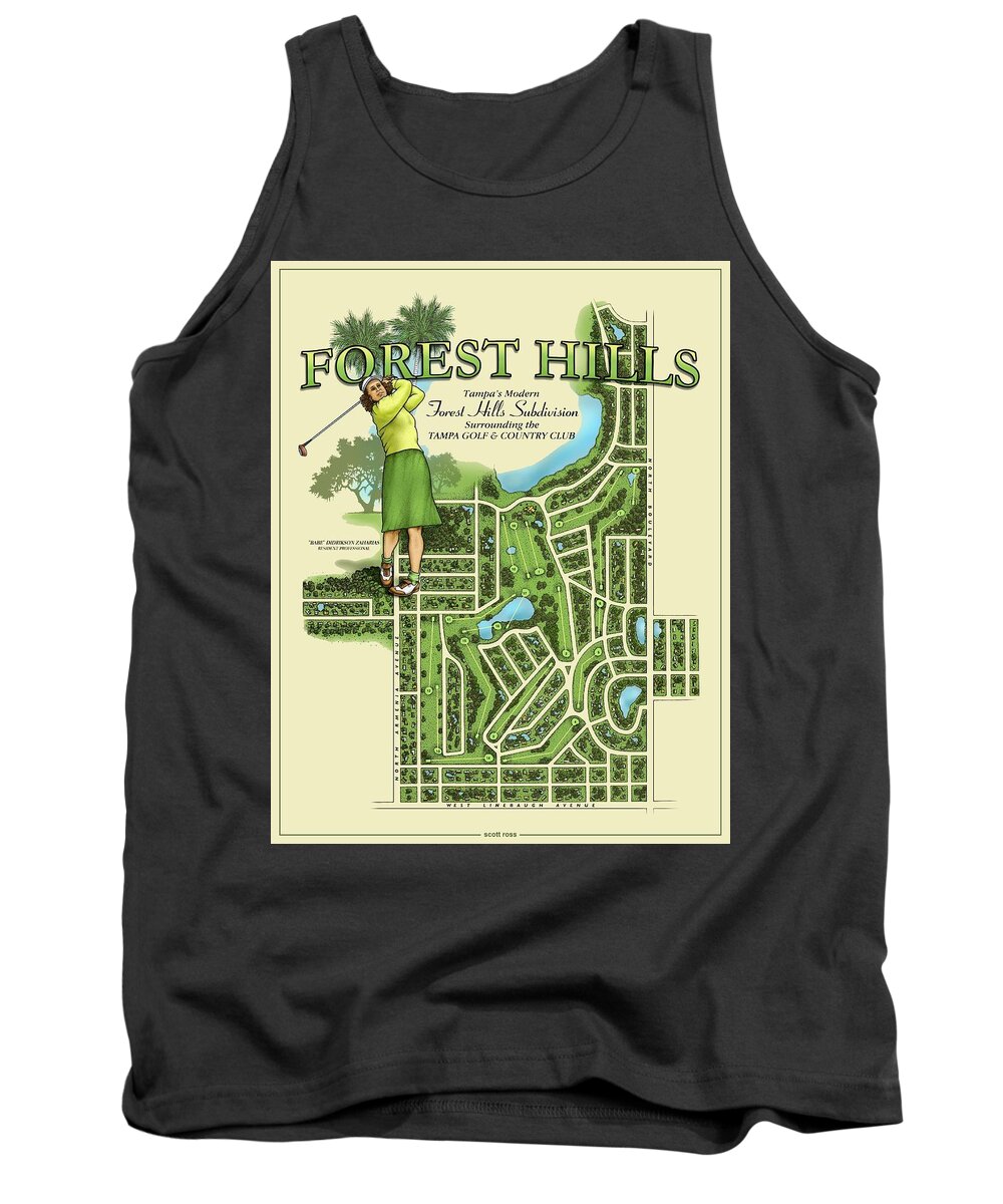 Tampa Tank Top featuring the digital art Forest Hills by Scott Ross