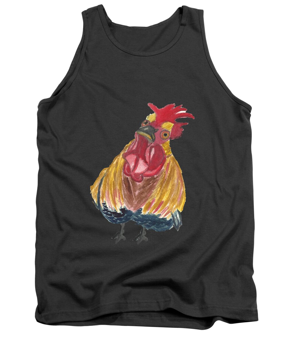 Chicken Tank Top featuring the painting Franklin the Rooster Funny Chicken Design by Ali Baucom