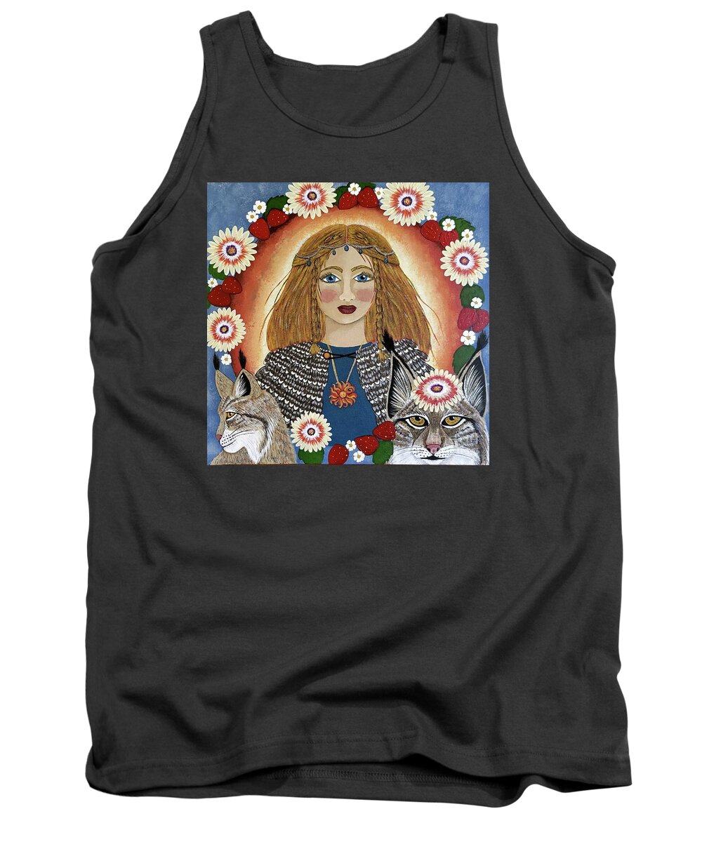 Freya Tank Top featuring the painting Freyja the Norse Goddess by Jean Fry