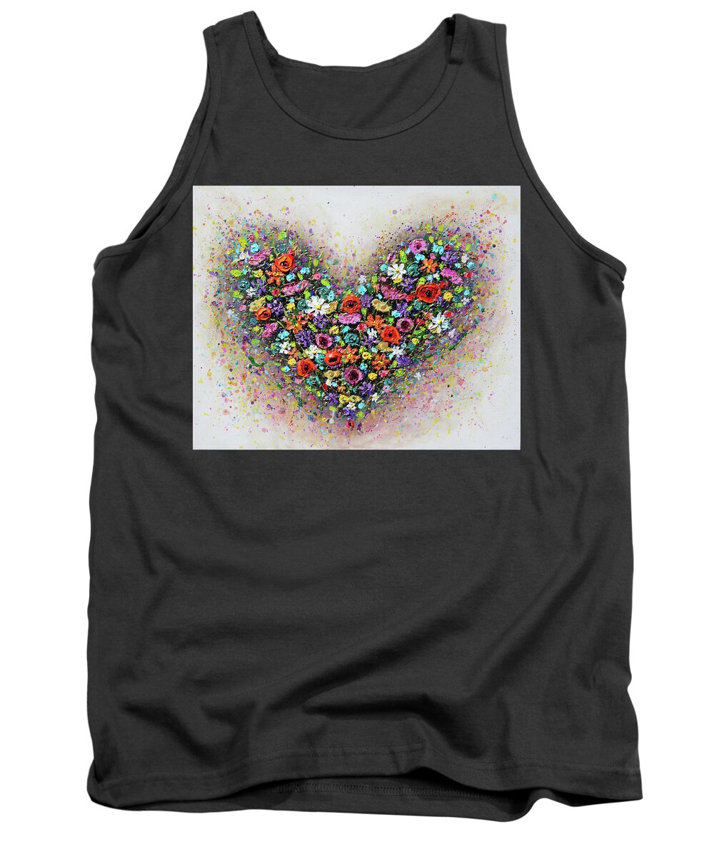 Heart Tank Top featuring the painting Full of Love by Amanda Dagg