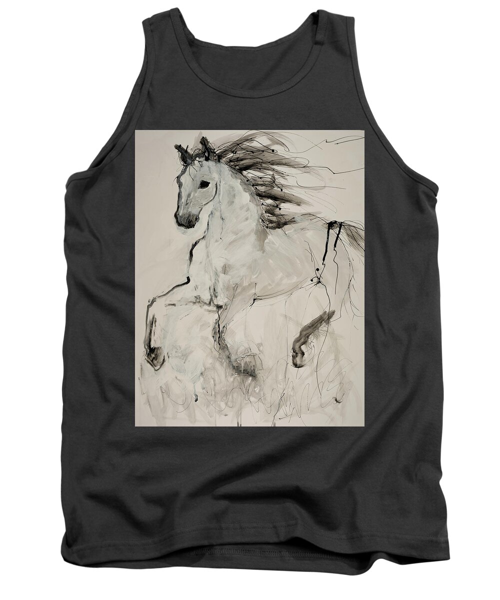 Wild Horse Tank Top featuring the painting Galloping by Elizabeth Parashis