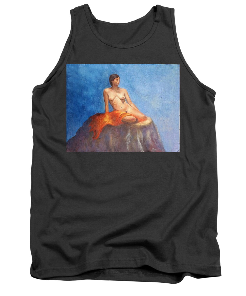 Nude Sensual Tank Top featuring the painting Girl on fire by Lynn Buettner