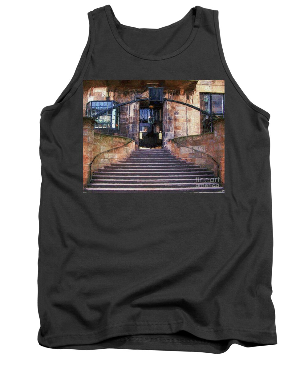 Glasgow School Of Art Tank Top featuring the digital art Glasgow School of Art by Liz Leyden