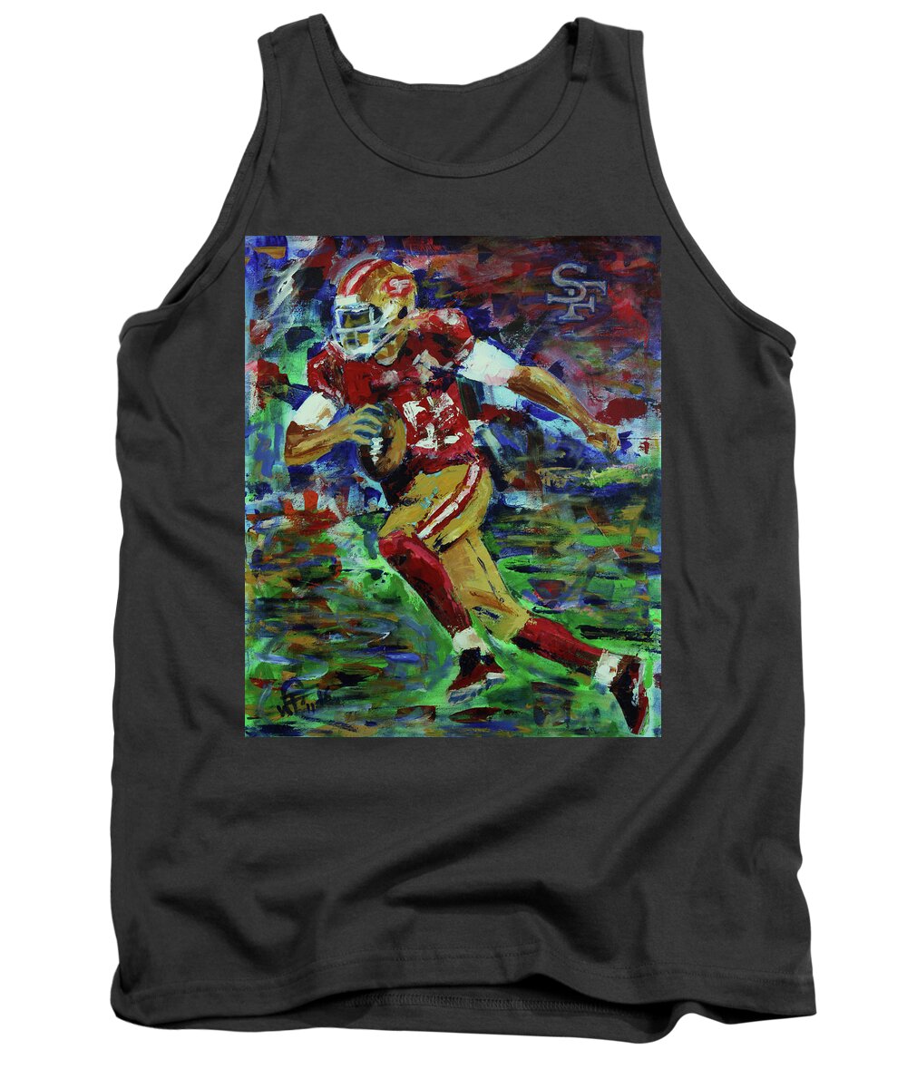 49ers Tank Top featuring the painting Gold Blooded 49ers by Walter Fahmy